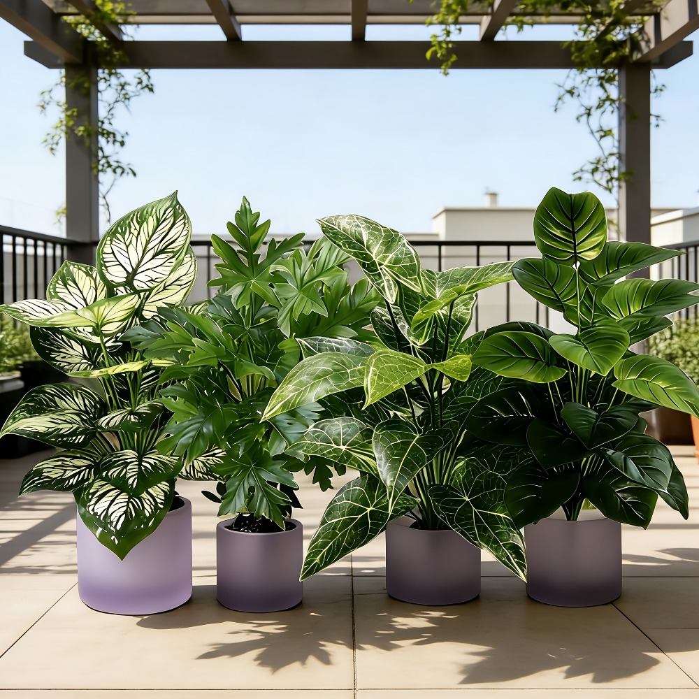 Fiddle Leaf Fig - Set di 4 Piante Artificiali con